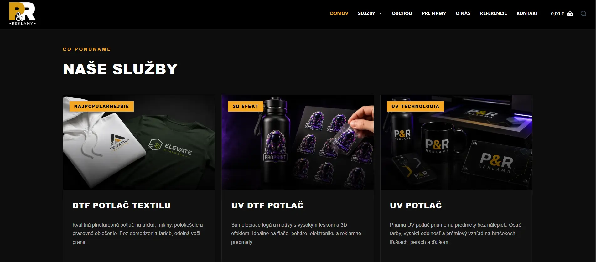 P&R Reklamy responzívny web